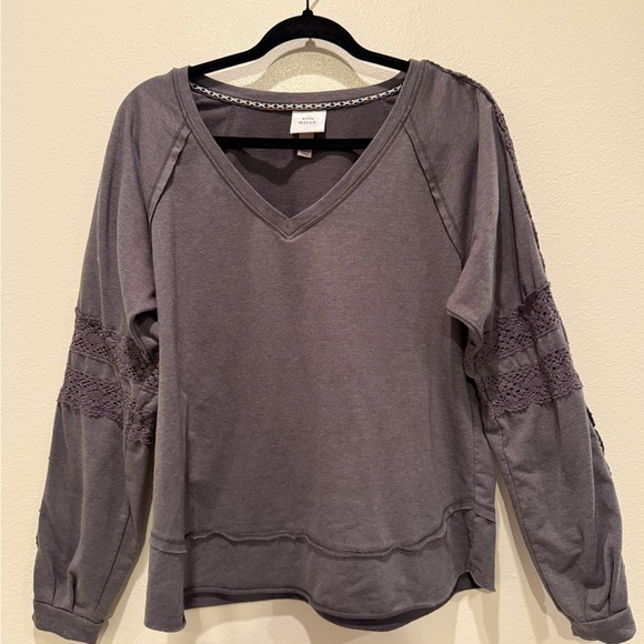 Knox Rose Charcoal V-Neck Sweatshirt - Picture 1 of 4